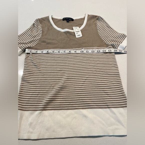 NEW 364 Brooks Brothers Tan/Camel & White Striped S S Pull Over Sweater- Large - Picture 6 of 7
